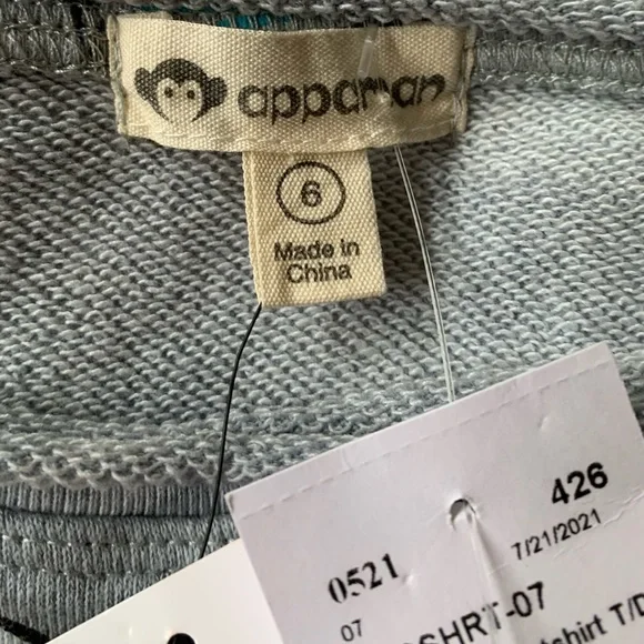 APPAMAN girls slouchy sweatshirt 80% gray cotton distressed style sweats… - Picture 4 of 14